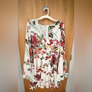 Boohoo Green and Red Floral Dress